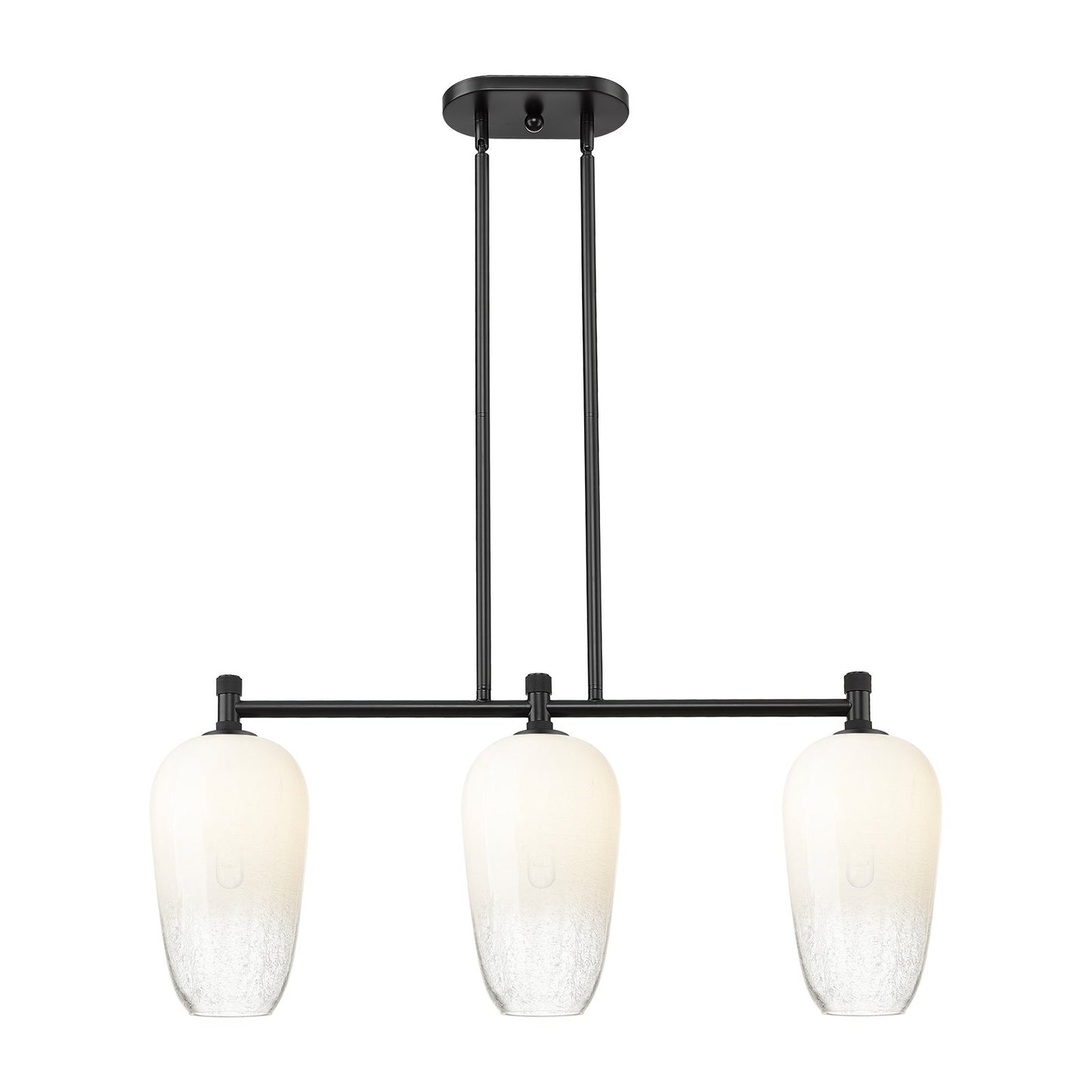 Innovations Brookhaven Flute 34in 3-Light Island Light | Industrial Matte Black and Opal Glass | Kitchen Island & Dining | Model 434-3I-BK-G484-7OP