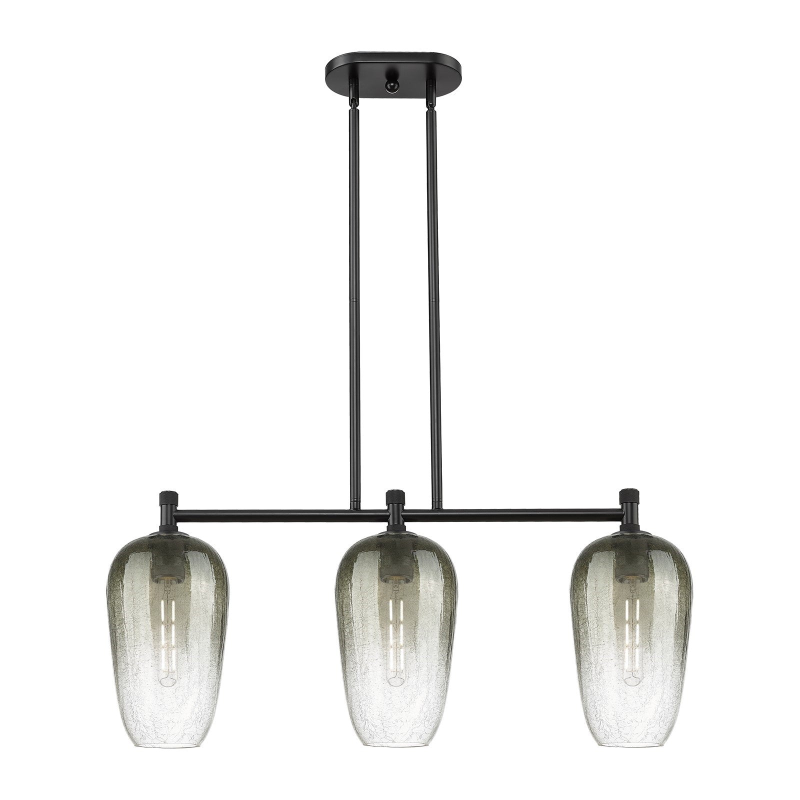 Innovations Brookhaven Flute 34in 3-Light Island Light | Industrial Matte Black and Slate Glass | Kitchen Island & Dining | Model 434-3I-BK-G484-7SL