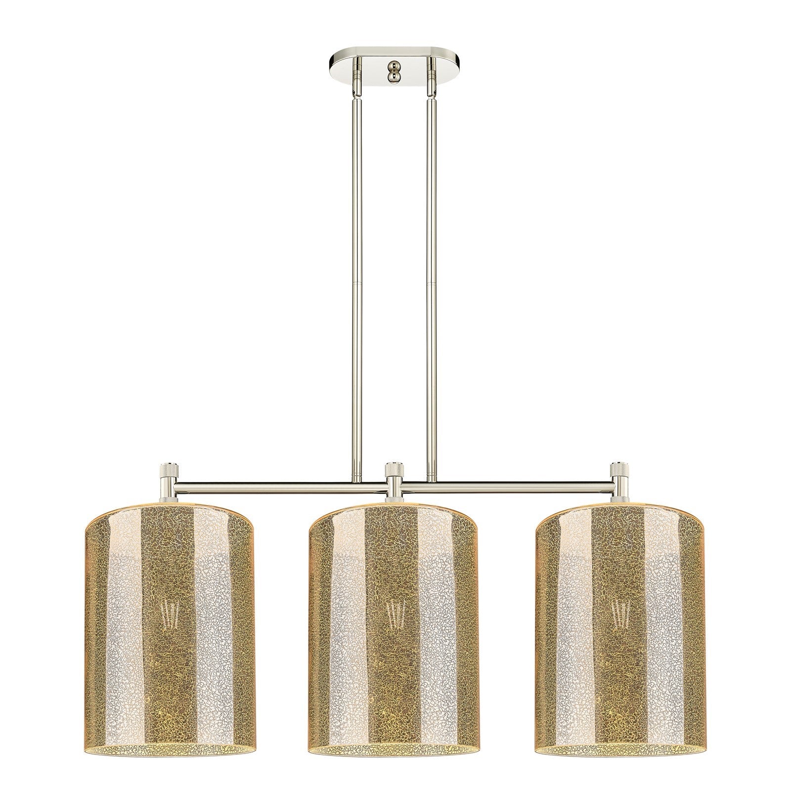 Innovations Cobbleskill 36in 3-Light Island Light | Industrial Polished Nickel and Mercury Glass | Kitchen Island & Dining | Model 434-3I-PN-G116-L