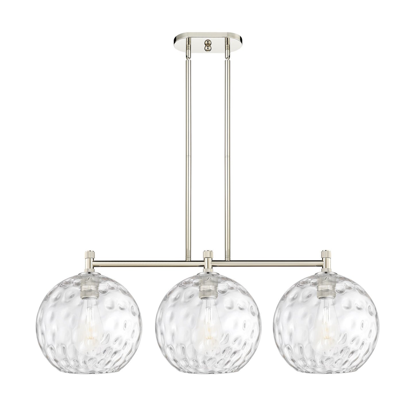 Innovations Athens Water Glass 39in 3-Light Island Light | Industrial Polished Nickel and Clear Glass | Kitchen Island | Model 434-3I-PN-G1215-12