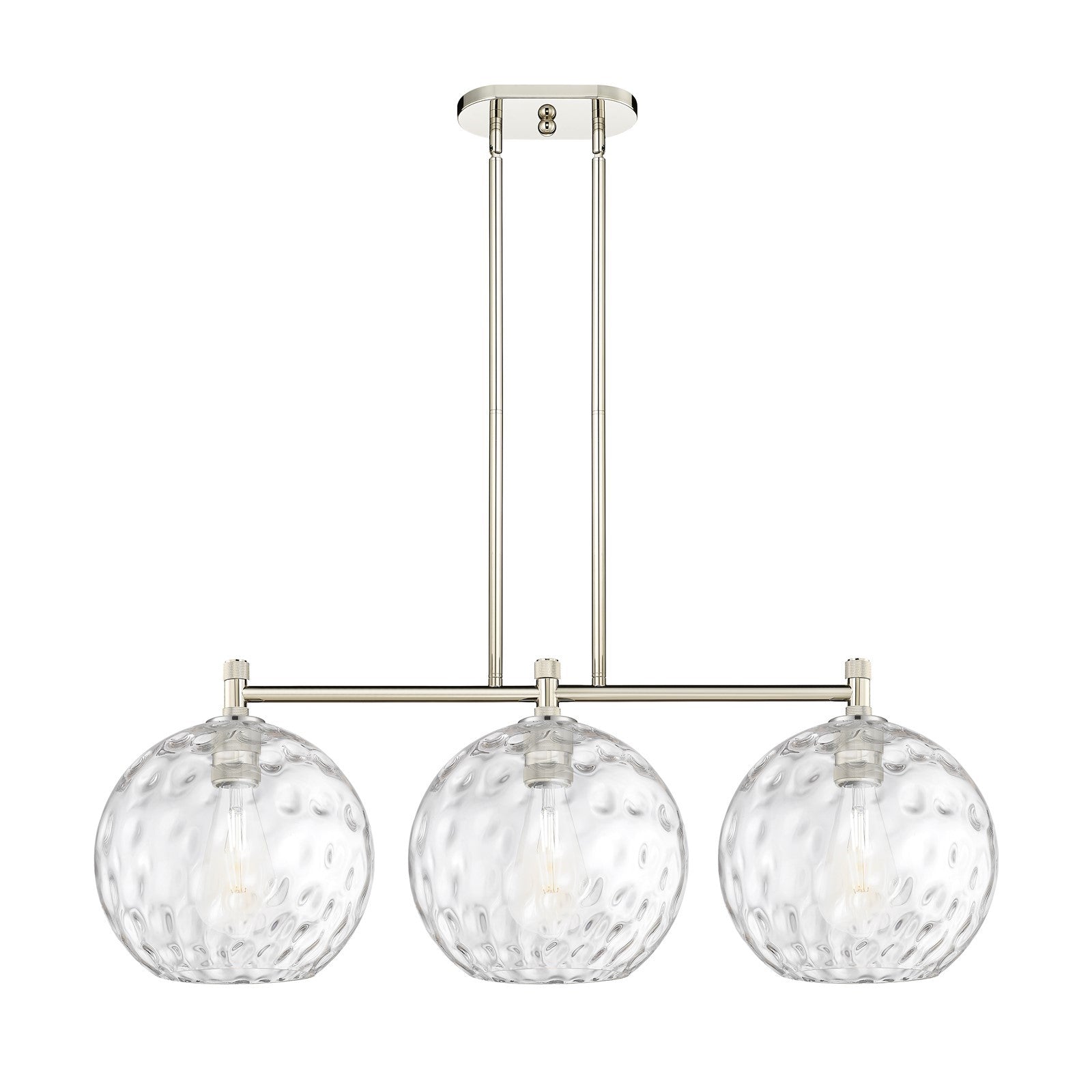 Innovations Athens Water Glass 39in 3-Light Island Light | Industrial Polished Nickel and Clear Glass | Kitchen Island | Model 434-3I-PN-G1215-12