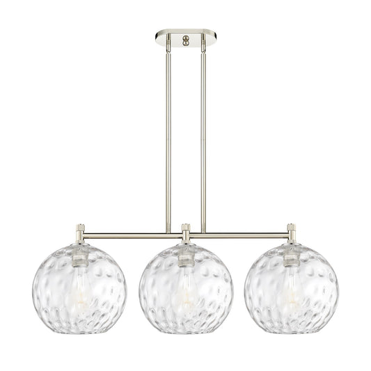 Innovations Athens Water Glass 39in 3-Light Island Light | Industrial Polished Nickel and Clear Glass | Kitchen Island | Model 434-3I-PN-G1215-12