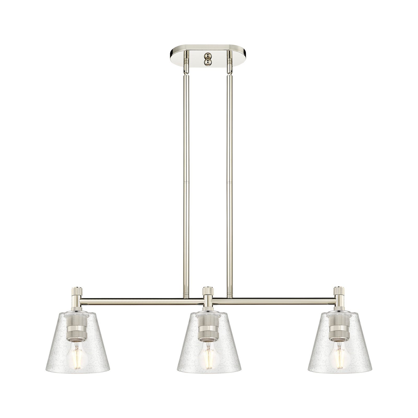 Innovations Caton 33in 3-Light Island Light | Industrial Polished Nickel and Frosted Glass | Kitchen Island & Dining Room | Model 434-3I-PN-G454