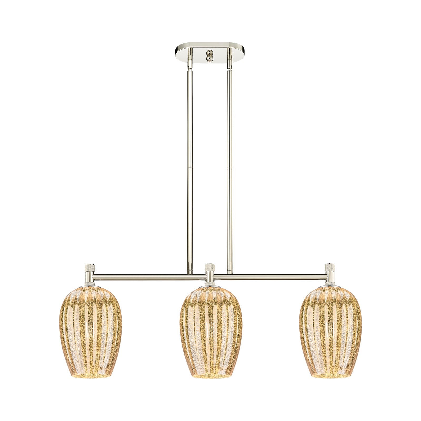 Innovations Preston Flute 33in 3-Light Island Light | Industrial Polished Nickel and Mercury Glass | Kitchen Island | Model 434-3I-PN-G457-6ME