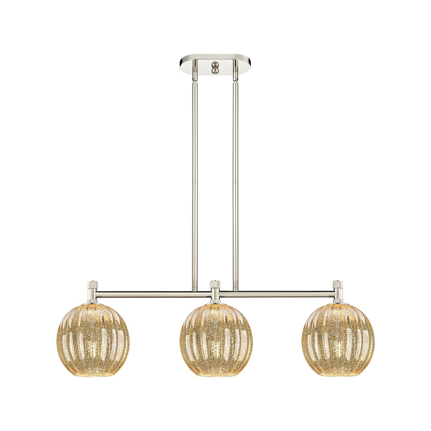 Innovations Preston Globe 34in 3-Light Island Light | Industrial Polished Nickel and Mercury Glass | Kitchen Island | Model 434-3I-PN-G458-7ME