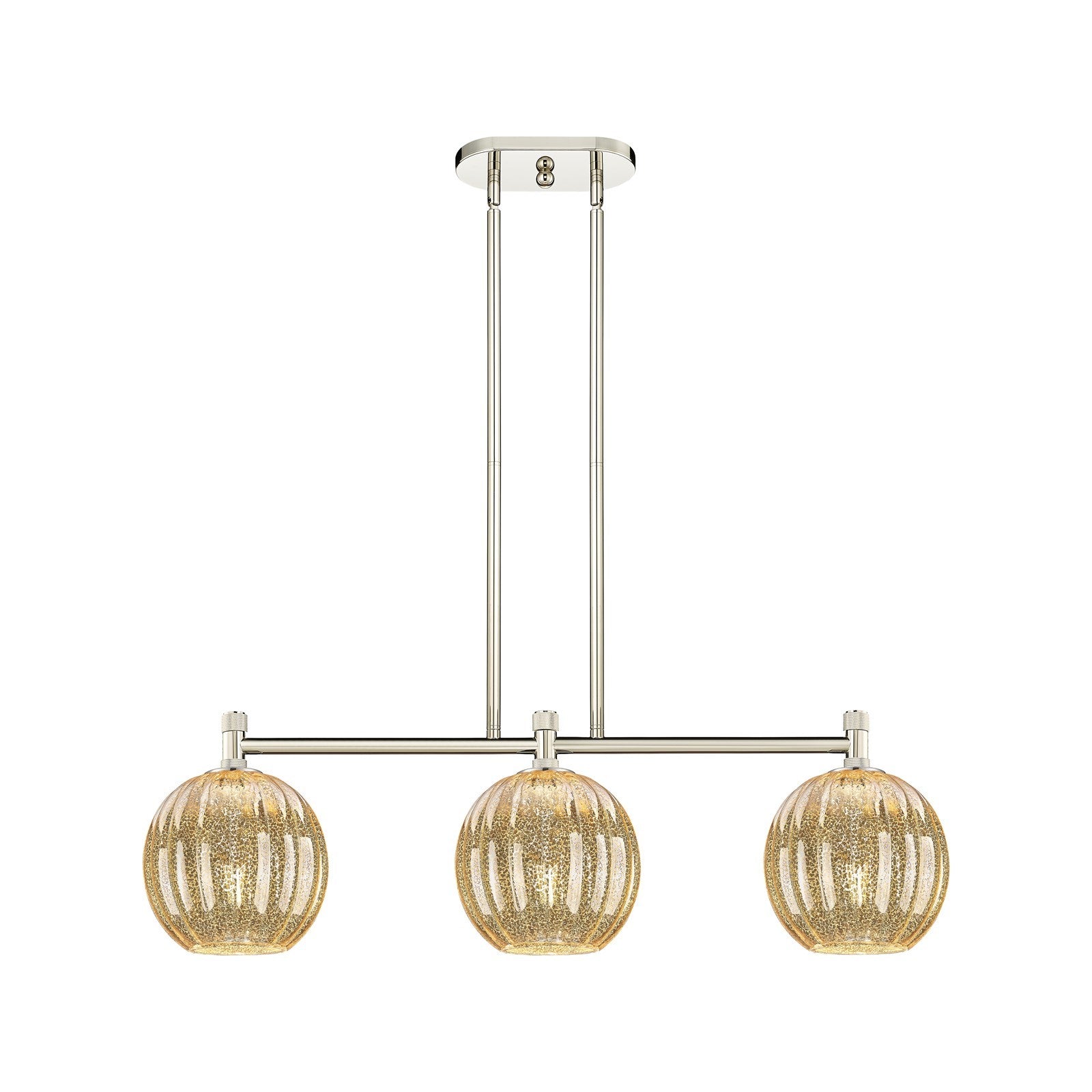 Innovations Preston Globe 34in 3-Light Island Light | Industrial Polished Nickel and Mercury Glass | Kitchen Island | Model 434-3I-PN-G458-7ME
