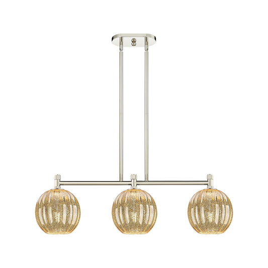 Innovations Preston Globe 34in 3-Light Island Light | Industrial Polished Nickel and Mercury Glass | Kitchen Island | Model 434-3I-PN-G458-7ME