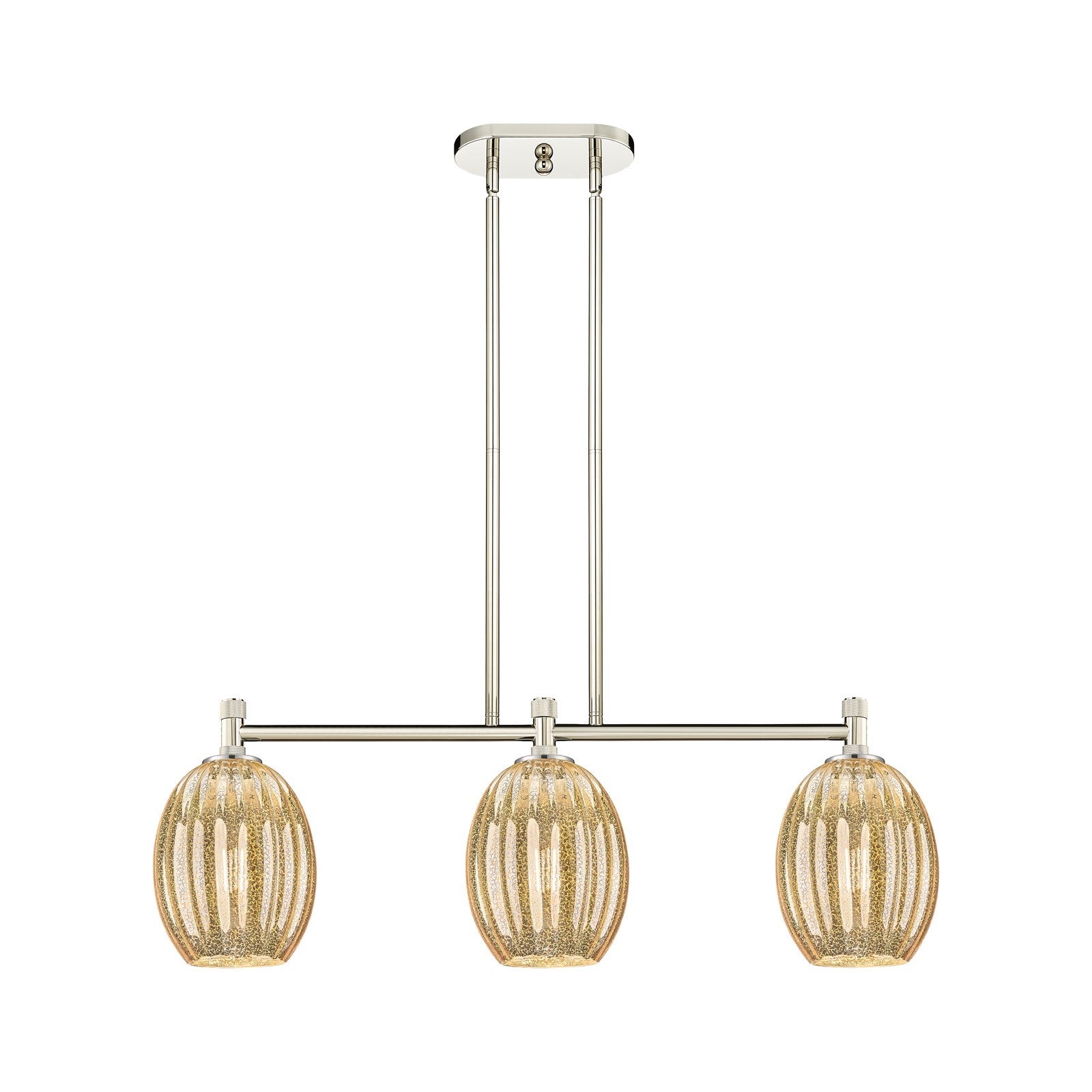 Innovations Preston Bulb 33in 3-Light Island Light | Industrial Polished Nickel and Mercury Glass | Kitchen Island | Model 434-3I-PN-G459-6ME