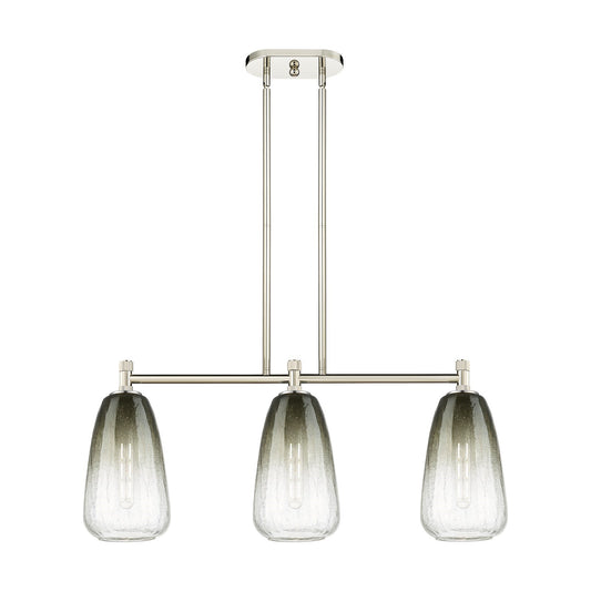 Innovations Brookhaven Almond 33in 3-Light Island Pendant | Industrial Polished Nickel and Slate Glass | Kitchen Island | Model 434-3I-PN-G480-6SL