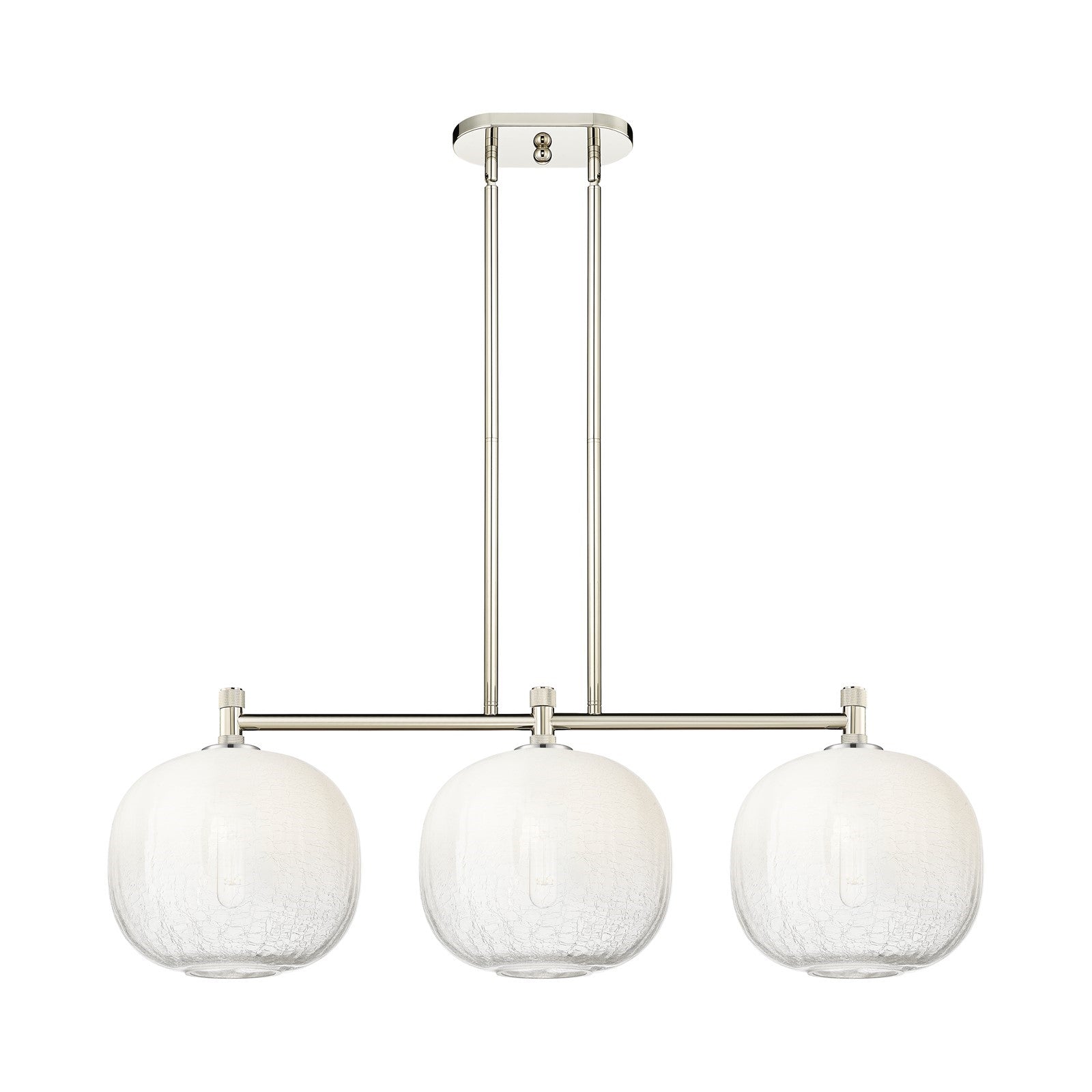 Innovations Brookhaven Sphere 37in 3-Light Island Pendant | Industrial Polished Nickel and Opal Glass | Kitchen Island | Model 434-3I-PN-G481-10OP