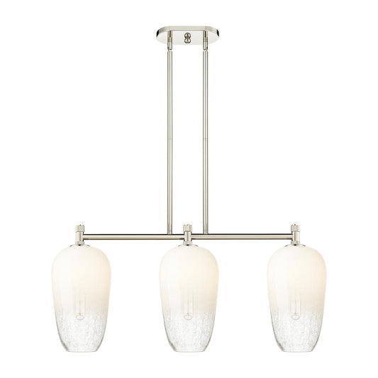 Innovations Brookhaven Flute 34in 3-Light Island Light | Industrial Polished Nickel and Opal Glass | Kitchen Island | Model 434-3I-PN-G484-7OP