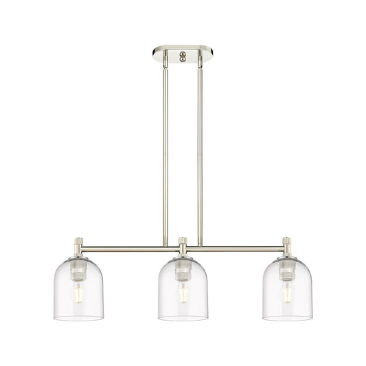 Innovations Bella 32.5in 3-Light Island Light | Industrial Polished Nickel and Clear Glass | Kitchen Island & Dining Room | Model 434-3I-PN-G558-6CL
