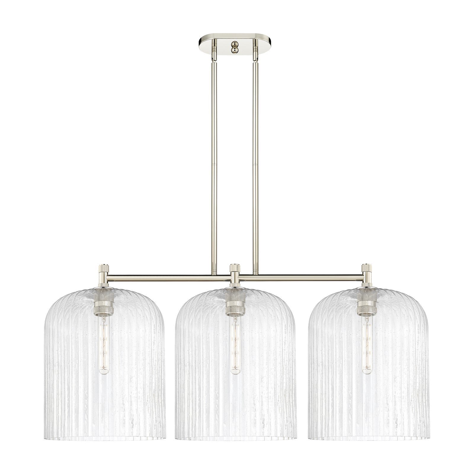 Innovations Crown Point 39in 3-Light Island Light | Industrial Polished Nickel and Seedy Glass | Kitchen Island & Dining | Model 434-3I-PN-G559-12SDY