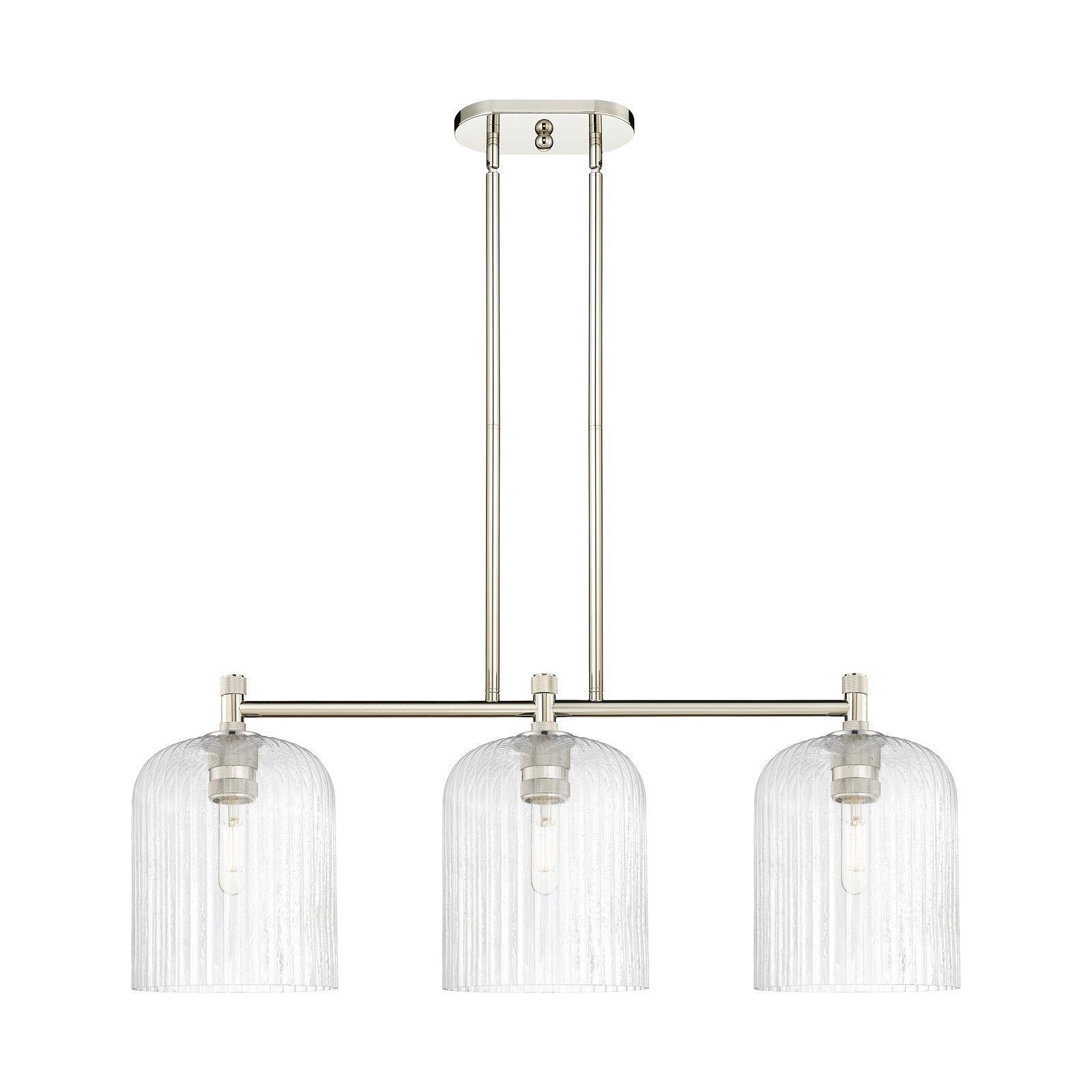Innovations Crown Point 35in 3-Light Island Light | Industrial Polished Nickel and Seedy Glass | Kitchen Island & Dining | Model 434-3I-PN-G559-8SDY