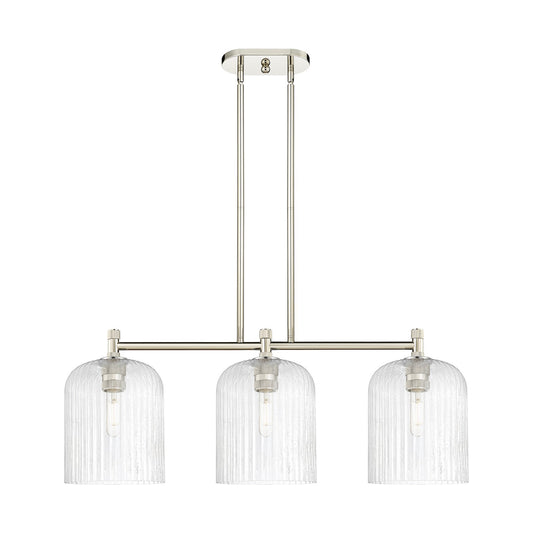Innovations Crown Point 35in 3-Light Island Light | Industrial Polished Nickel and Seedy Glass | Kitchen Island & Dining | Model 434-3I-PN-G559-8SDY
