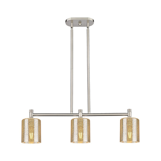 Innovations Cobbleskill 32in 3-Light Island Light | Industrial Satin Nickel and Mercury Glass | Kitchen Island & Dining Room | Model 434-3I-SN-G116