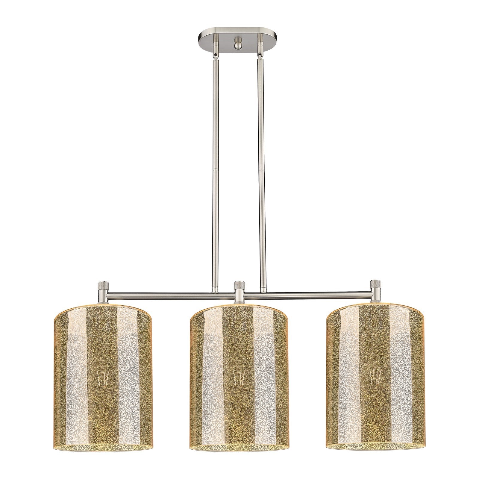 Innovations Cobbleskill 36in 3-Light Island Light | Industrial Satin Nickel and Mercury Glass | Kitchen Island & Dining Room | Model 434-3I-SN-G116-L