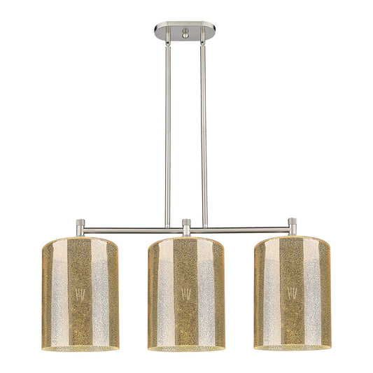 Innovations Cobbleskill 36in 3-Light Island Light | Industrial Satin Nickel and Mercury Glass | Kitchen Island & Dining Room | Model 434-3I-SN-G116-L