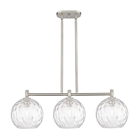 Innovations Athens Water Glass 37in 3-Light Island Light | Industrial Satin Nickel and Clear Glass | Kitchen Island | Model 434-3I-SN-G1215-10