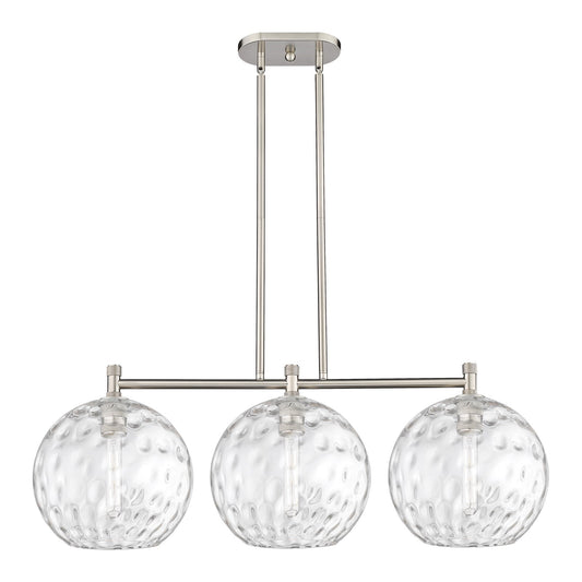 Innovations Athens Water Glass 39in 3-Light Island Light | Industrial Satin Nickel and Clear Glass | Kitchen Island | Model 434-3I-SN-G1215-12