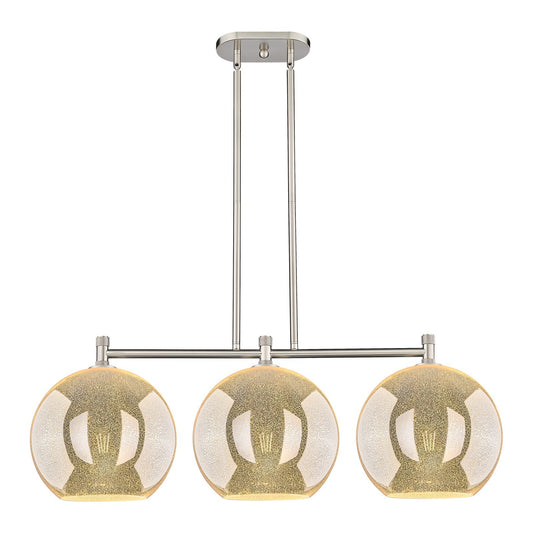 Innovations Athens 38in 3-Light Island Light | Industrial Satin Nickel and Mercury Glass | Kitchen Island & Dining Room | Model 434-3I-SN-G128-12