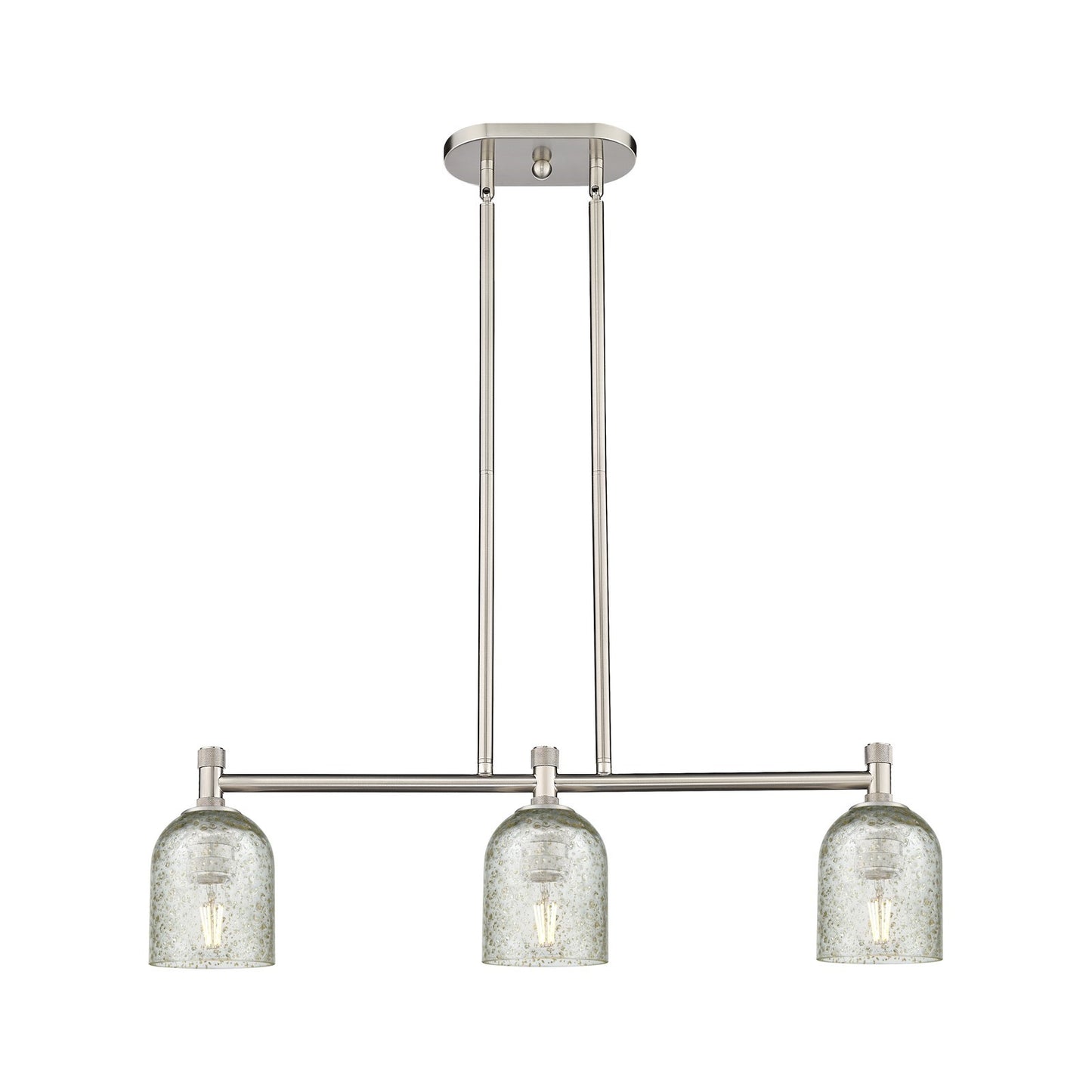 Innovations Caledonia 32in 3-Light Island Light | Industrial Satin Nickel and Mica Glass | Kitchen Island & Dining Room | Model 434-3I-SN-G259
