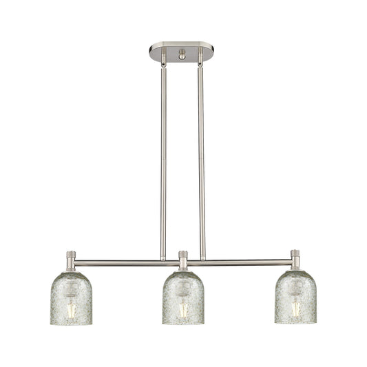 Innovations Caledonia 32in 3-Light Island Light | Industrial Satin Nickel and Mica Glass | Kitchen Island & Dining Room | Model 434-3I-SN-G259