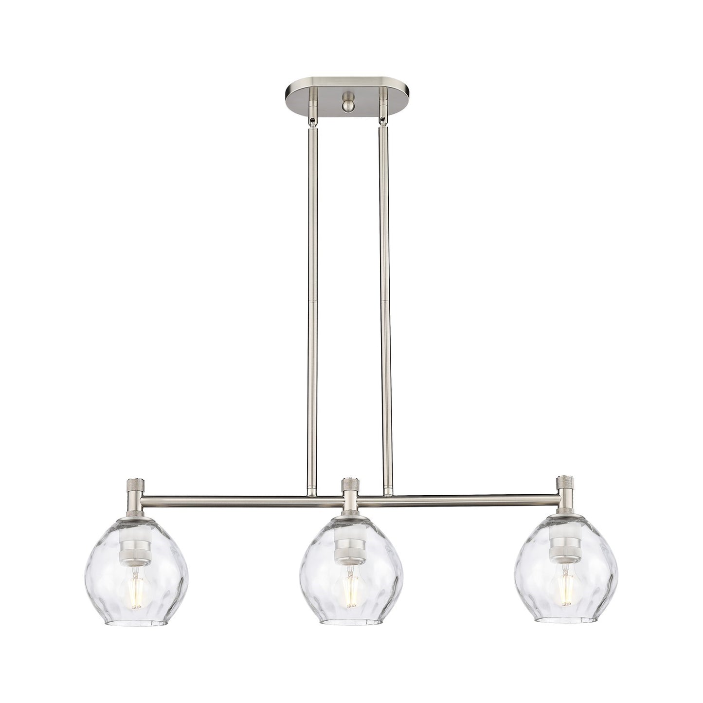 Innovations Waverly 33in 3-Light Island Light | Industrial Satin Nickel and Clear Glass | Kitchen Island & Dining Room | Model 434-3I-SN-G362