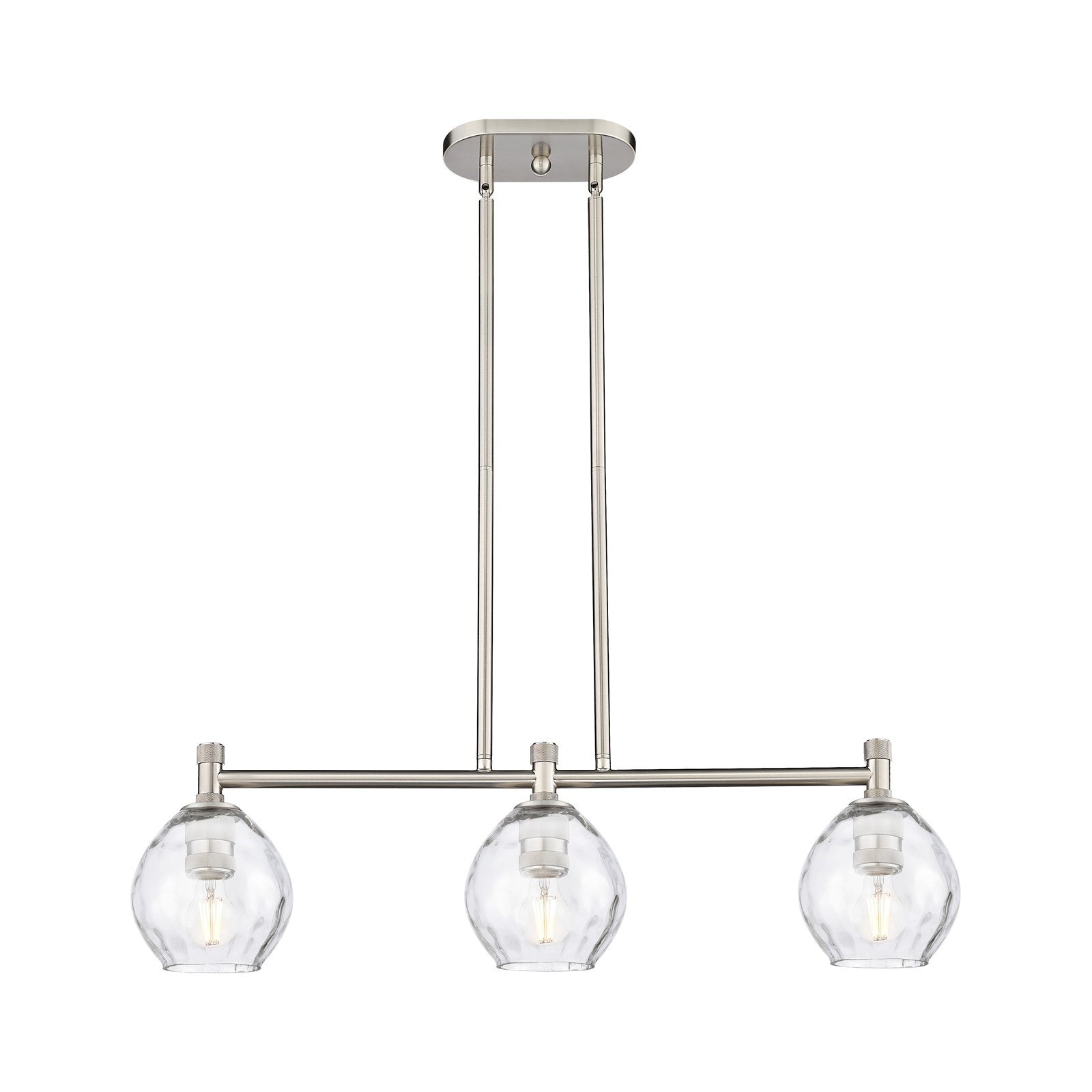 Innovations Waverly 33in 3-Light Island Light | Industrial Satin Nickel and Clear Glass | Kitchen Island & Dining Room | Model 434-3I-SN-G362