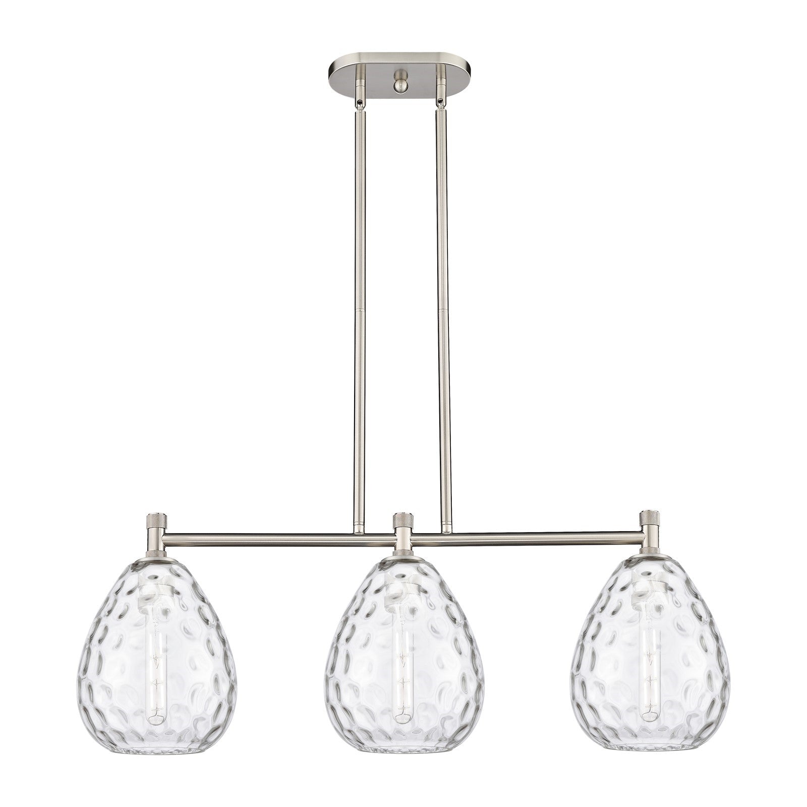 Innovations Waverly 35in 3-Light Island Light | Industrial Satin Nickel and Clear Glass | Kitchen Island & Dining Room | Model 434-3I-SN-G372