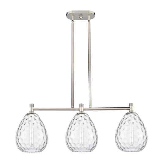Innovations Waverly 35in 3-Light Island Light | Industrial Satin Nickel and Clear Glass | Kitchen Island & Dining Room | Model 434-3I-SN-G372