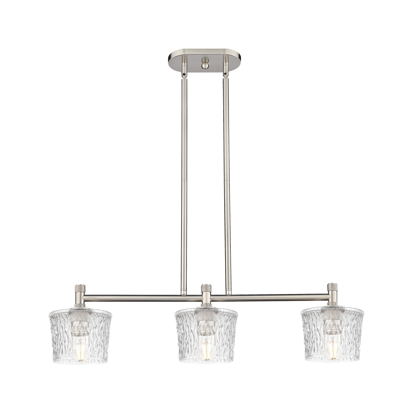 Innovations Niagara 33in 3-Light Island Light | Industrial Satin Nickel and Clear Glass | Kitchen Island & Dining Room | Model 434-3I-SN-G402