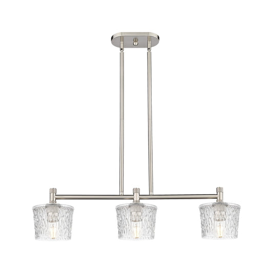 Innovations Niagara 33in 3-Light Island Light | Industrial Satin Nickel and Clear Glass | Kitchen Island & Dining Room | Model 434-3I-SN-G402