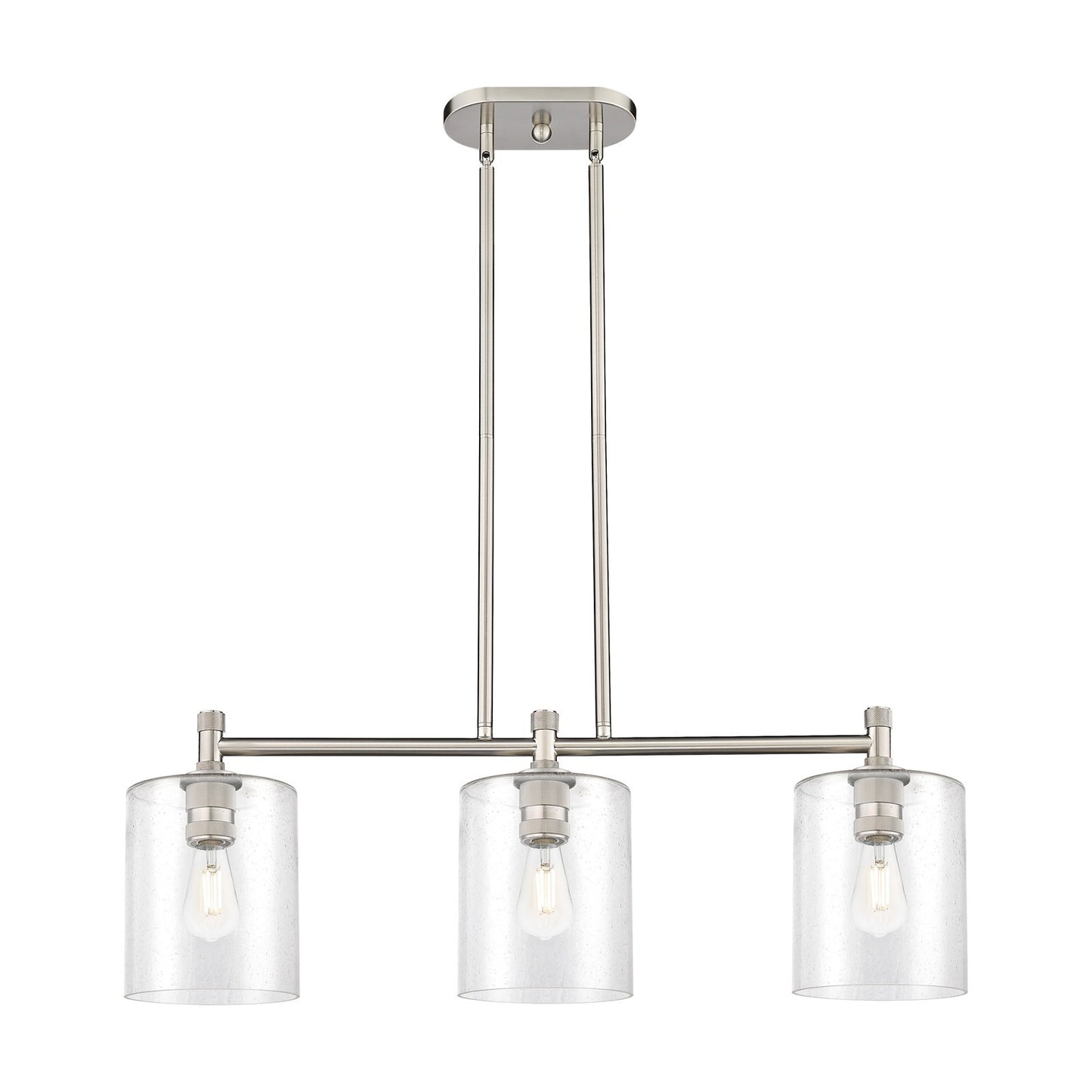 Innovations Paladin 34in 3-Light Island Light | Industrial Satin Nickel and Seedy Glass | Kitchen Island & Dining Room | Model 434-3I-SN-G4424-7