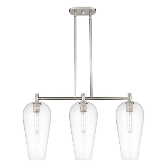 Innovations Chelsea 35in 3-Light Island Light | Industrial Satin Nickel and Clear Glass | Kitchen Island & Dining Room | Model 434-3I-SN-G456-8CL