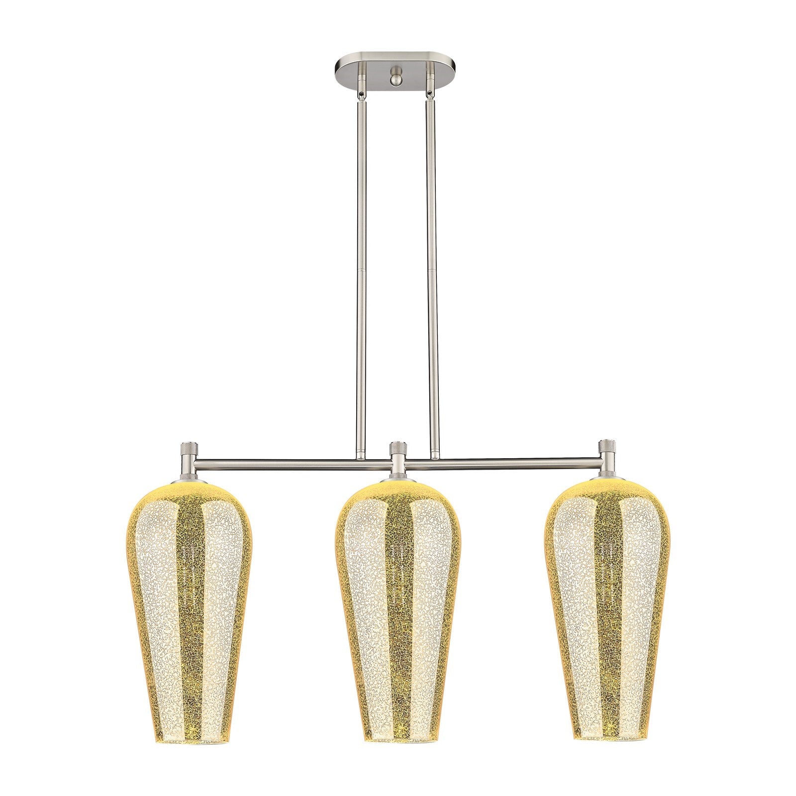 Innovations Chelsea 35in 3-Light Island Light | Industrial Satin Nickel and Mercury Glass | Kitchen Island & Dining Room | Model 434-3I-SN-G456-8ME