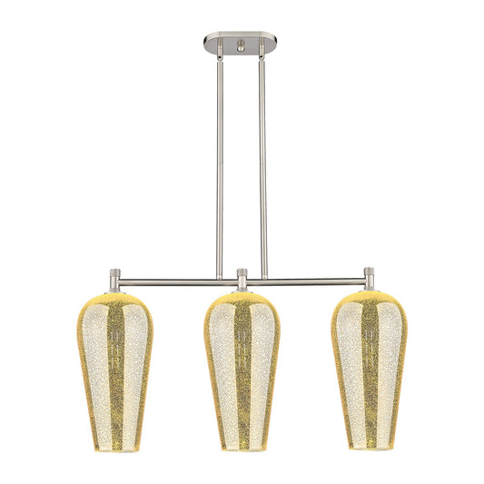 Innovations Chelsea 35in 3-Light Island Light | Industrial Satin Nickel and Mercury Glass | Kitchen Island & Dining Room | Model 434-3I-SN-G456-8ME