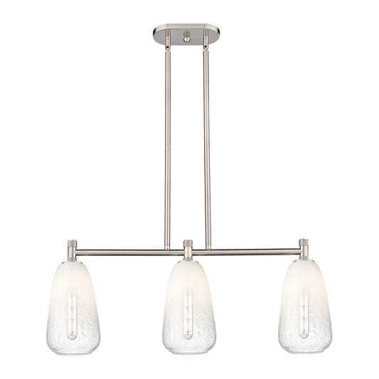 Innovations Brookhaven Almond 33in 3-Light Island Light | Industrial Satin Nickel and Opal Glass | Kitchen Island & Dining | Model 434-3I-SN-G480-6OP