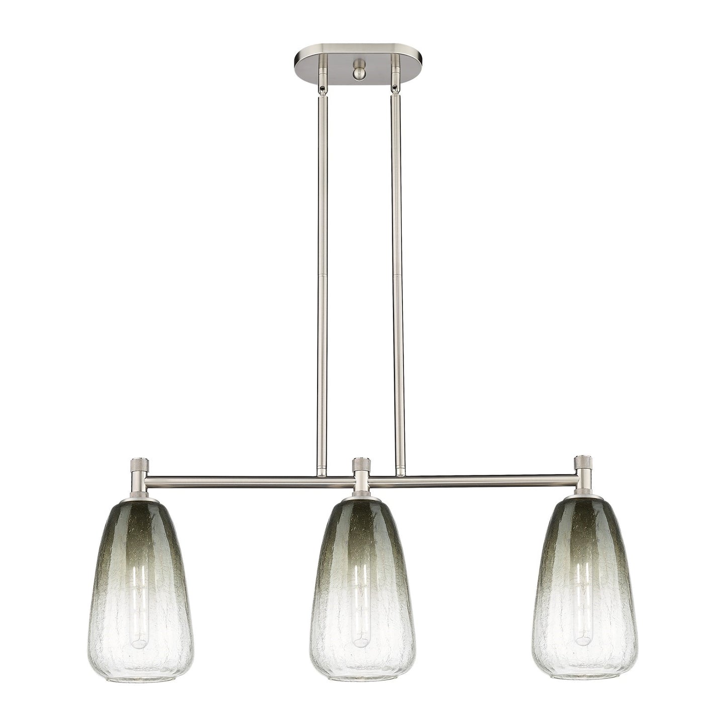 Innovations Brookhaven Almond 33in 3-Light Island Light | Industrial Satin Nickel and Slate Glass | Kitchen Island | Model 434-3I-SN-G480-6SL