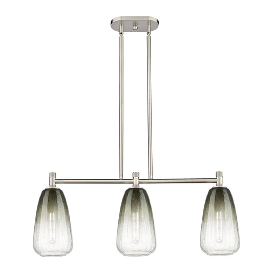 Innovations Brookhaven Almond 33in 3-Light Island Light | Industrial Satin Nickel and Slate Glass | Kitchen Island | Model 434-3I-SN-G480-6SL