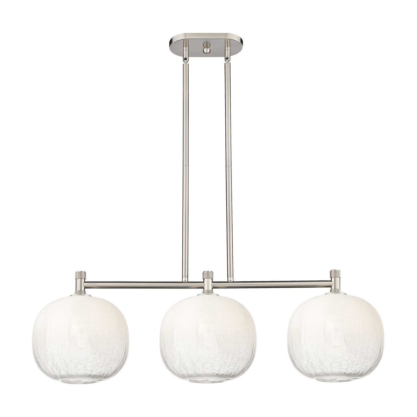 Innovations Brookhaven Sphere 37in 3-Light Island Light | Industrial Satin Nickel and Opal Glass | Kitchen Island | Model 434-3I-SN-G481-10OP