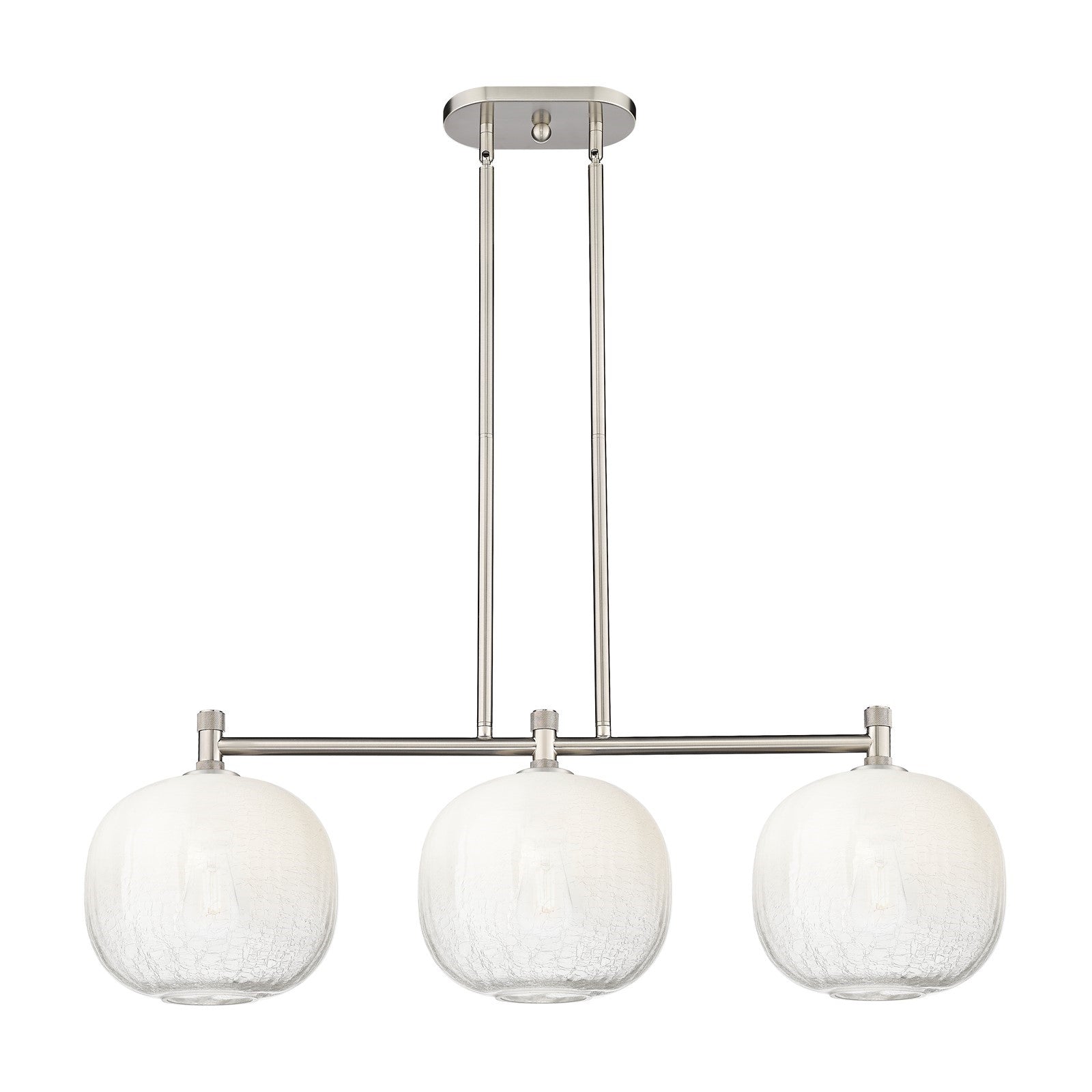 Innovations Brookhaven Sphere 37in 3-Light Island Light | Industrial Satin Nickel and Opal Glass | Kitchen Island | Model 434-3I-SN-G481-10OP