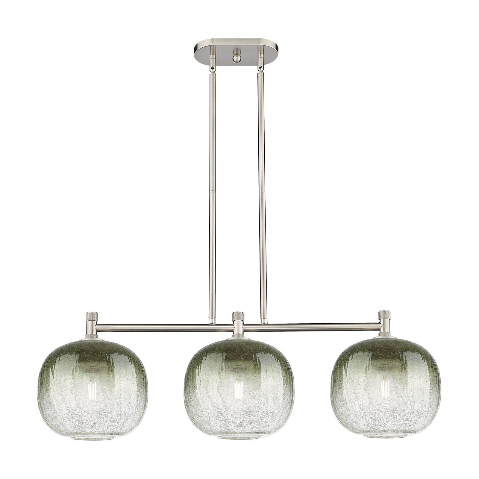 Innovations Brookhaven Sphere 37in 3-Light Island Light | Industrial Satin Nickel and Slate Glass | Kitchen Island | Model 434-3I-SN-G481-10SL