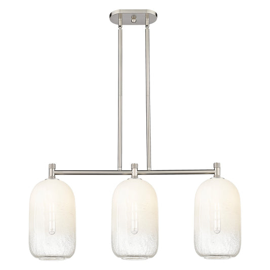 Innovations Brookhaven Cloche 34in 3-Light Island Light | Industrial Satin Nickel and Opal Glass | Kitchen Island & Dining | Model 434-3I-SN-G482-7OP