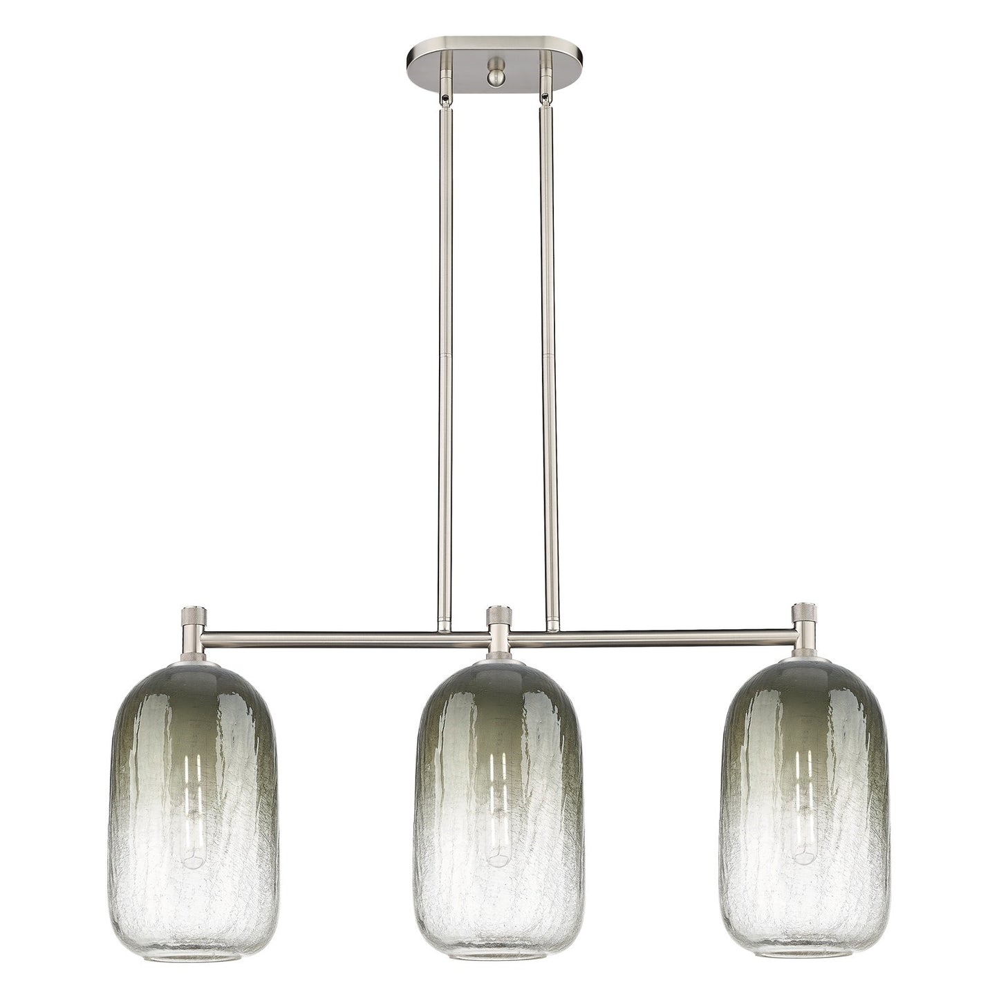 Innovations Brookhaven Cloche 34in 3-Light Island Light | Industrial Satin Nickel and Slate Glass | Kitchen Island | Model 434-3I-SN-G482-7SL