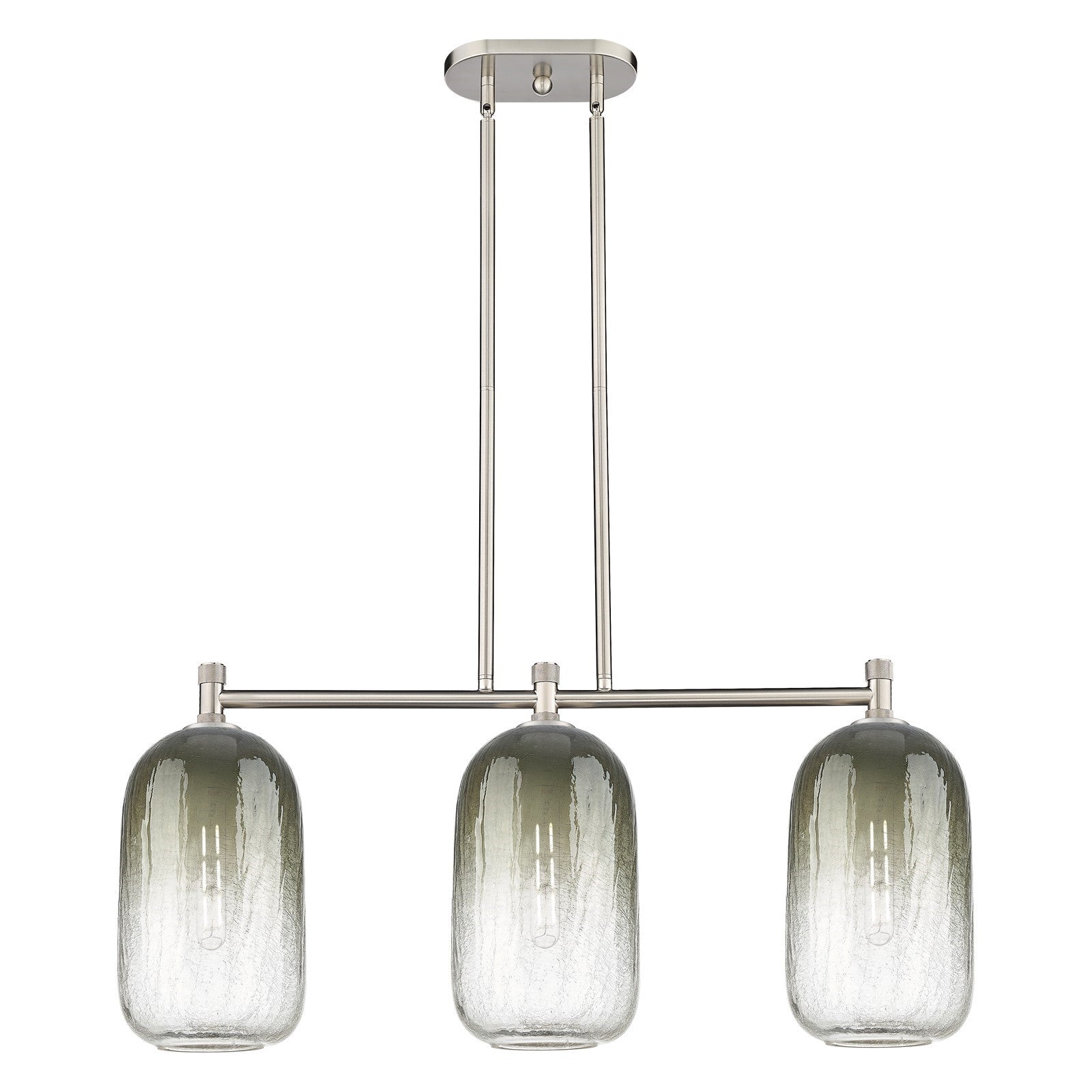 Innovations Brookhaven Cloche 34in 3-Light Island Light | Industrial Satin Nickel and Slate Glass | Kitchen Island | Model 434-3I-SN-G482-7SL
