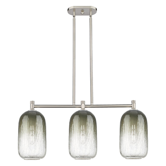 Innovations Brookhaven Cloche 34in 3-Light Island Light | Industrial Satin Nickel and Slate Glass | Kitchen Island | Model 434-3I-SN-G482-7SL