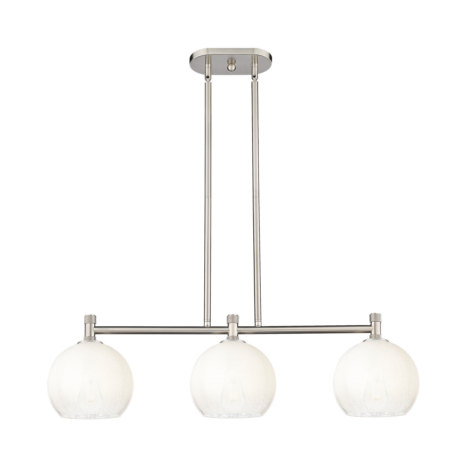 Innovations Brookhaven Globe 35in 3-Light Island Light | Industrial Satin Nickel and Opal Glass | Kitchen Island & Dining | Model 434-3I-SN-G483-8OP