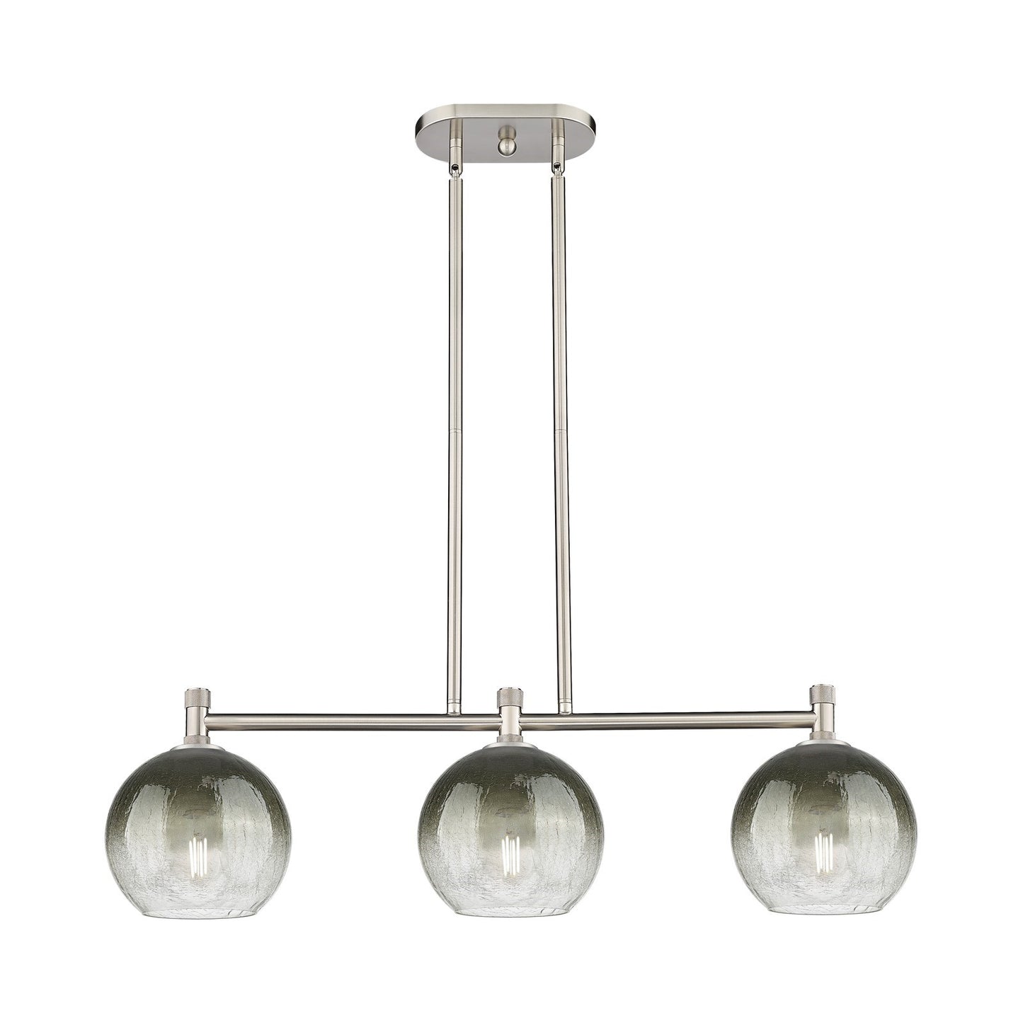 Innovations Brookhaven Globe 35in 3-Light Island Light | Industrial Satin Nickel and Slate Glass | Kitchen Island & Dining | Model 434-3I-SN-G483-8SL