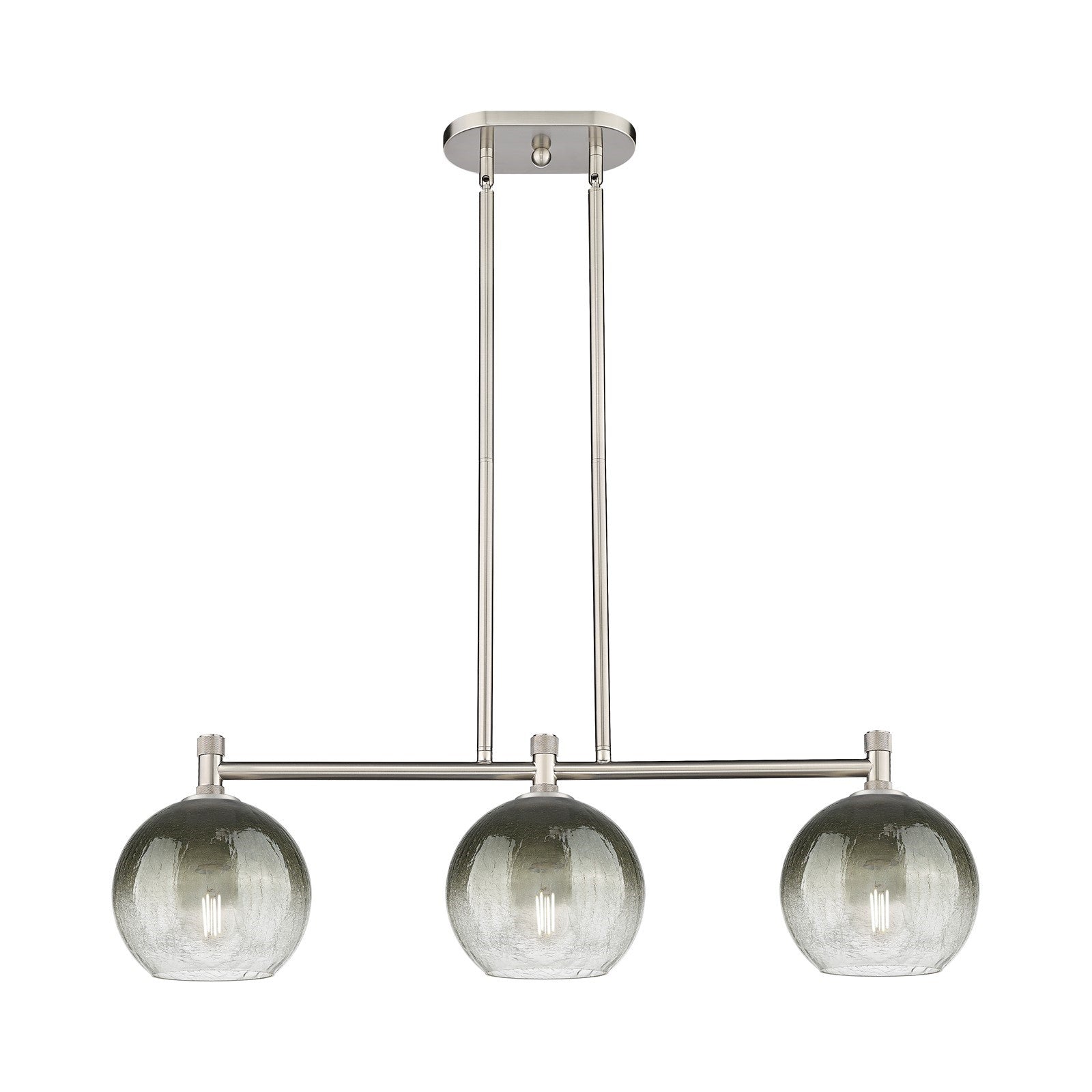 Innovations Brookhaven Globe 35in 3-Light Island Light | Industrial Satin Nickel and Slate Glass | Kitchen Island & Dining | Model 434-3I-SN-G483-8SL